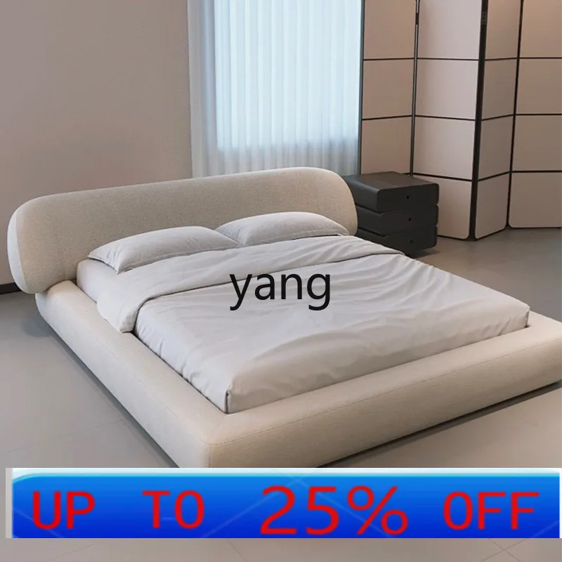 

LTT modern simple cream wind cotton and linen fabric surrounded by high-end large apartment bed master bedroom double bed