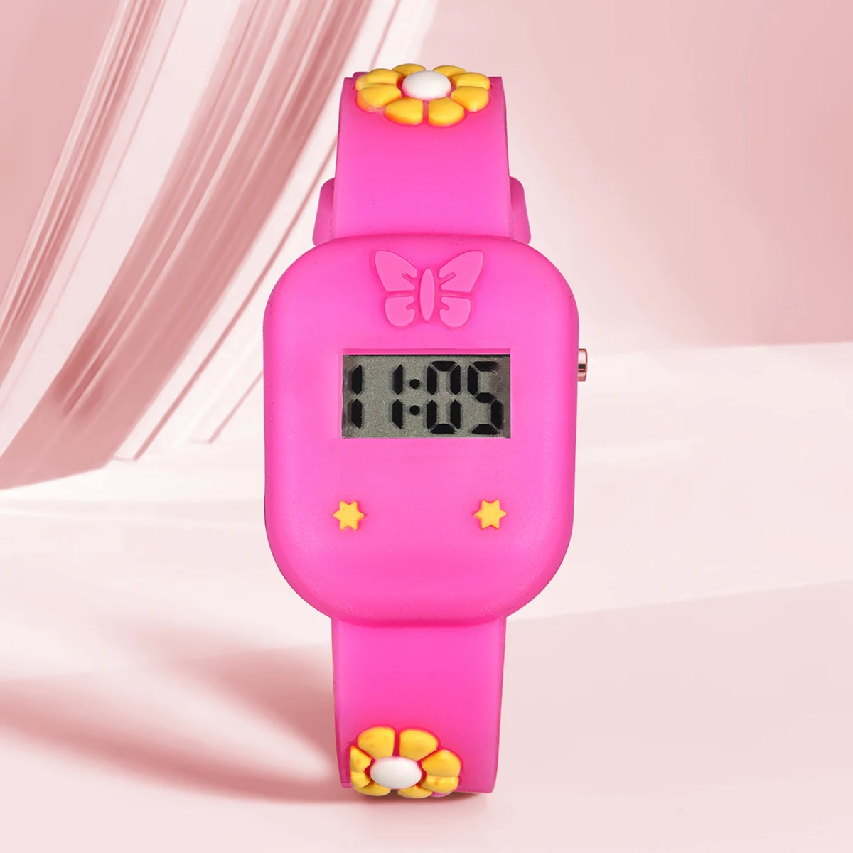 Children\'s Boys and Girls Watch Cartoon Wreath Cute Butterfly Shaped Electronic Watch Student Square Electronic Watch