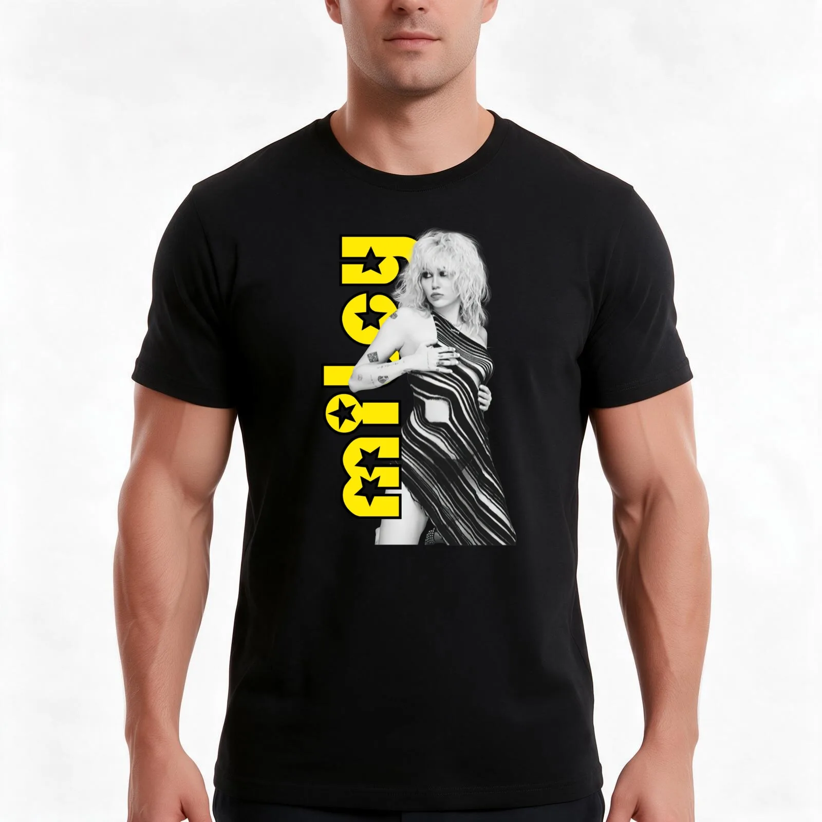 miley world T-Shirt, Summer Casual Cotton Tee, Oversized Streetwear Tops, Vintage Graphic Print, Loose Fit Short Sleeve