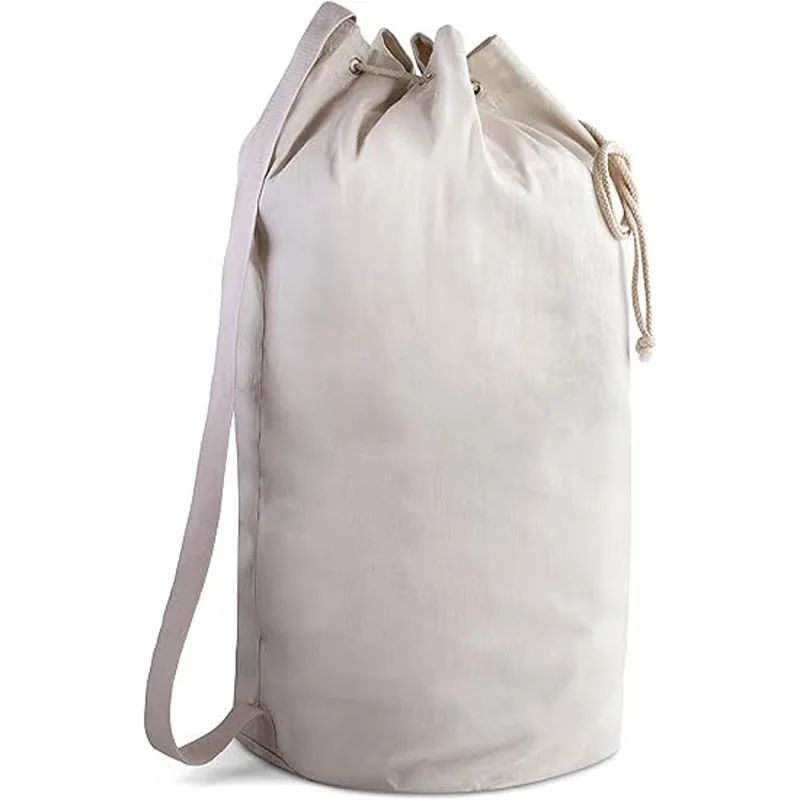 

SPE8 Handy Laundry Canvas Duffel Bag - Drawstring, Leather Closure, Shoulder Strap.