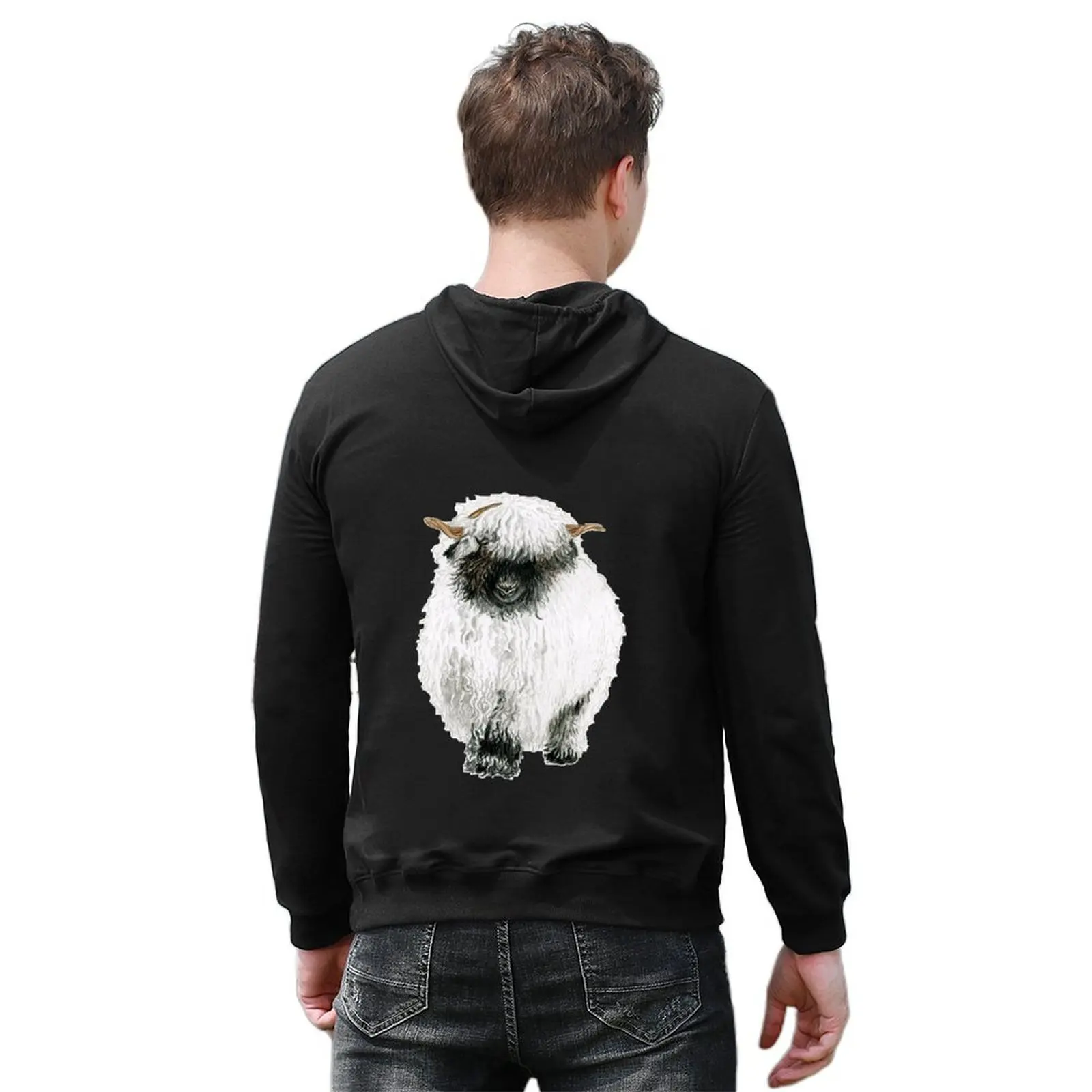 Valais Blacknose الأغنام رسم هوديي الملابس الكورية ملابس الخريف الكورية الرجال ملابس الخريف الرجال هوديس للرجال