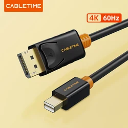 CABLETIME Mini Display Port to Display Port Cable 4K 60HZ Thunderbolt to DP 4K Cable Mini DisplayPort DP For Macbook C053