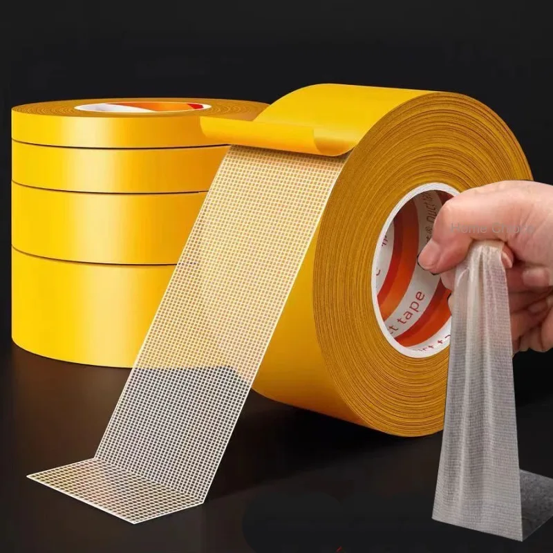 

Super Strong Cloth Double Sided Tape High Viscosity Wide Traceless Waterproof Carpet Transparent Mesh Glass Fiber Adhesive Tape