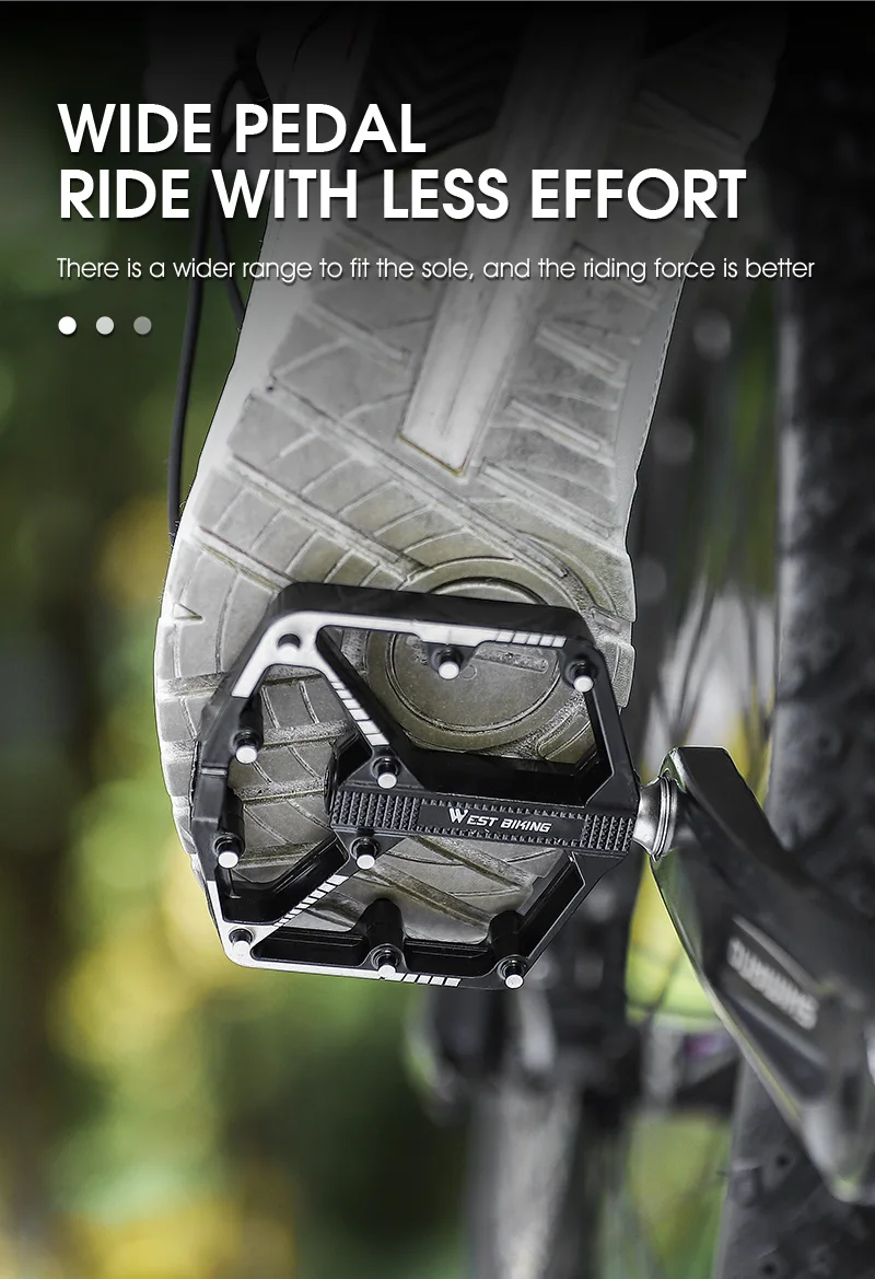 WEST BIKING 3-Lager Fahrradpedale aus Aluminiumlegierung für MTB, Mountainbike, Rennrad und BMX - Rutschfeste Flachpedale als Fahrradzubehör – Detail 7