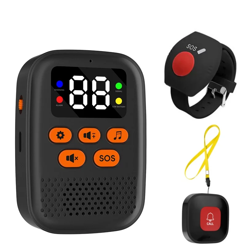 SOS Caregiver Pager Wireless Medical Call Button Surveillance Elderly SOS Alarms Vibration Pager Digital Display Call Bell