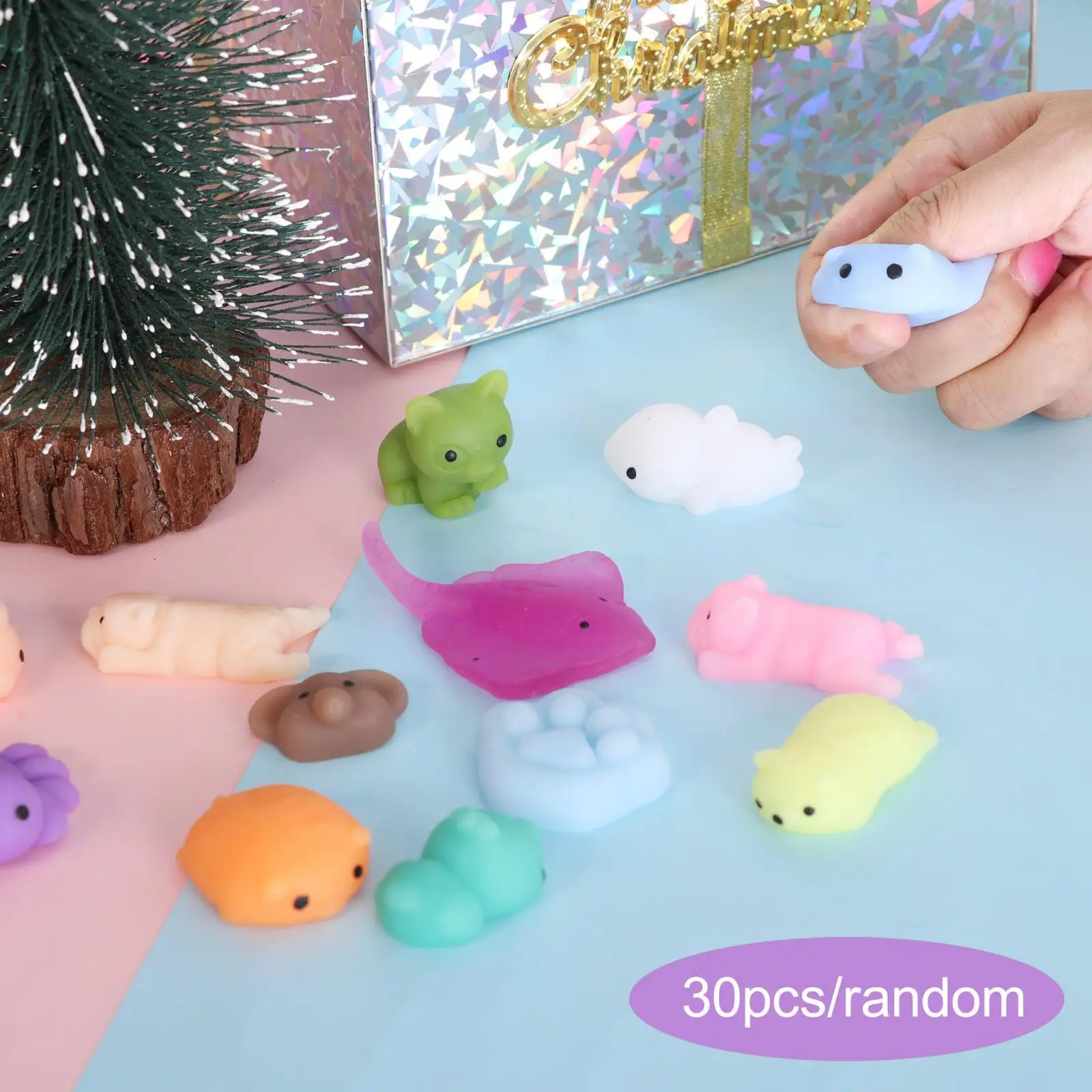 30Pcs Mini Squeezing Toys Washable Cute Random Easy to Clean Decoration Interesting Sensory Toy for Kids Children Adults