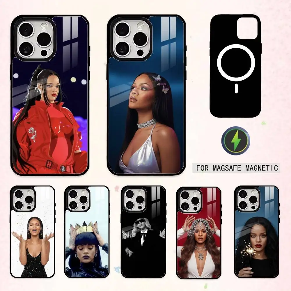 

R-Rihanna Navy F-Fan Club Phone Case For iPhone17,16,15,14,13,12,11 Plus,Pro Max Magnetic For Magsafe Wireless Charging
