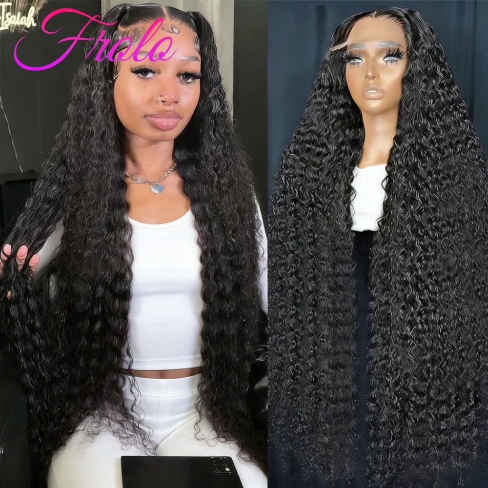 

40 Inch HD Lace Wig 13x6 Human Hair Curly Human Hair Wigs Pre Plucked Brazilian Natural Black Deep Wave Human Hair Wig For Women