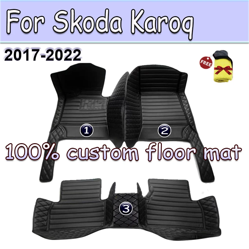 

Car Mats For Skoda Karoq NU7 2017~2022 Leather Floor Mat Auto Carpets Set Rugs Pad Interior Parts Car Accessories 2018 2019 2020