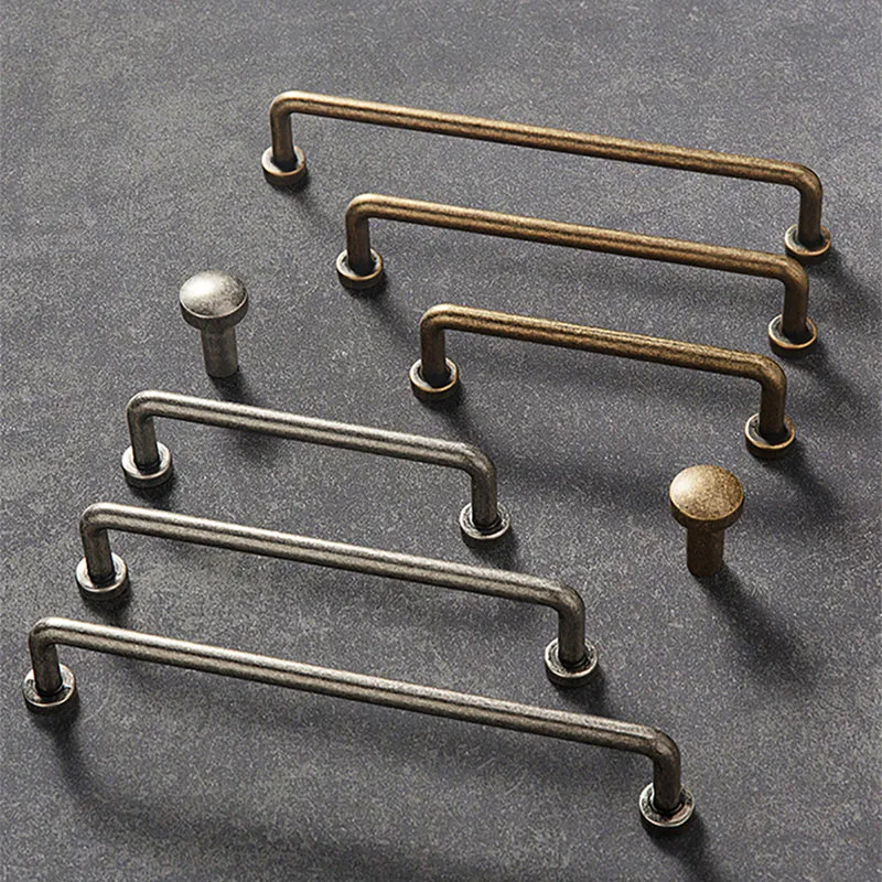 Antique Zinc Furniture Handles for Cabinet Retro Wardrobe Pull Handle Drawer Dresser Knobs Closet Cupboard Bar Handle