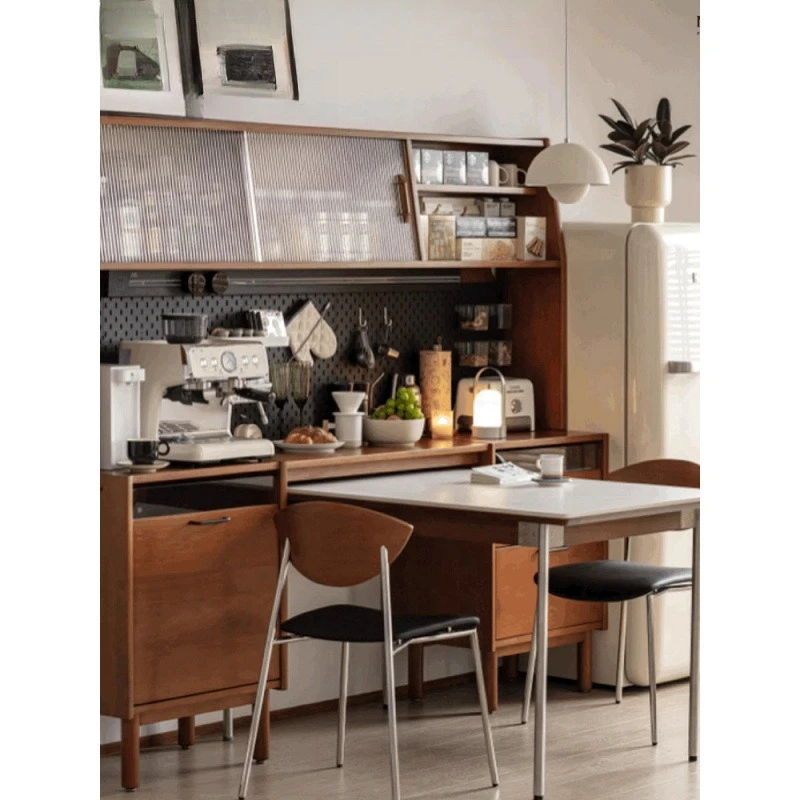 Retro solid wood dining side cabinet, kitchen combination storage cabinet high cabinet c