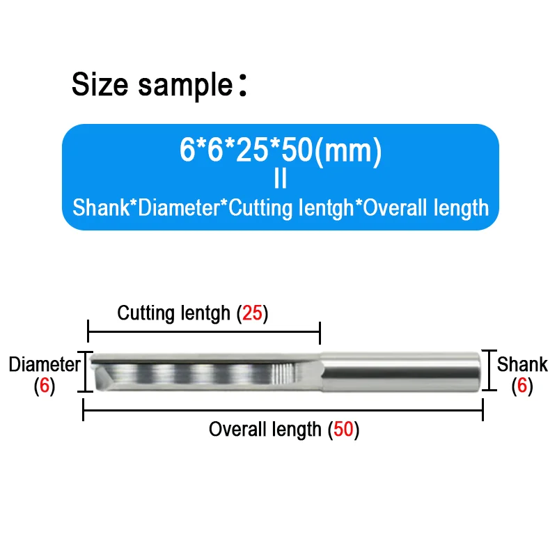 1pc/10pcs 3.175mm 4mm 5mm 6mm Shank 2 Flute Carbide End Mill CNC Router Bit Cutting Hard Wood MDF Straight Slot Milling Cutter