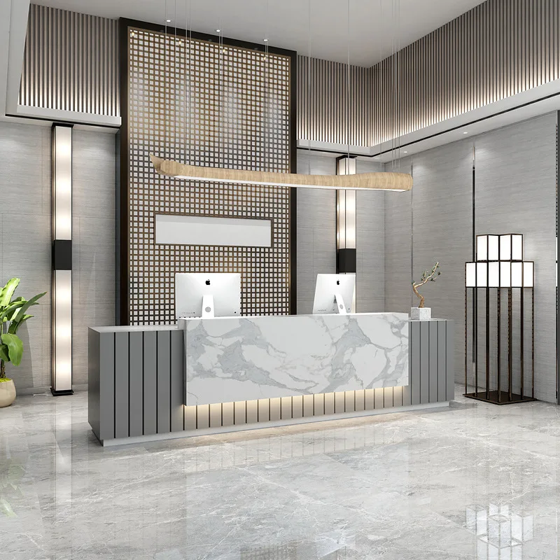 Imitation marble company sales department reception desk optical shop checkout page beauty salon bar table