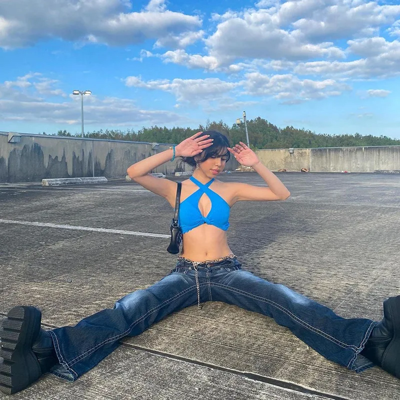 Vintage High Street Low-Waisted Jeans Women 2026 New All-Match Wide Leg Y2K Denim Trousers Female Sexy Slim Fit Flares Pants