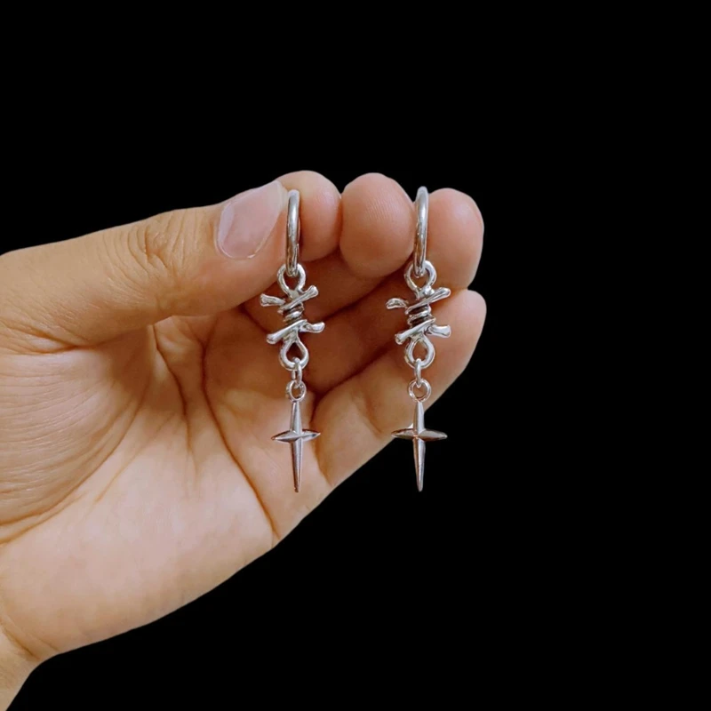 New Barbed Wire Earrings - Hypoallergenic Goth Grunge Punk Y2k Cute Alt Dangly Earrings
