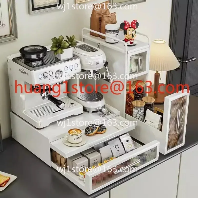 Countertop Coffee Machine Shelf Water Cup Bar Drawer Tea Bag Mug Dust Microwave Rack，Just a storage rack。