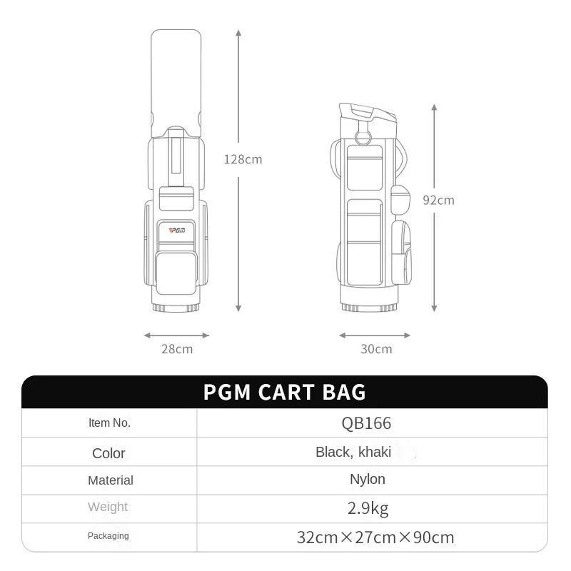 PGM-Fixed Standard Golf Bag, saco de viagem portátil, titular do clube fixo, peso leve, sacos de desporto, QB166