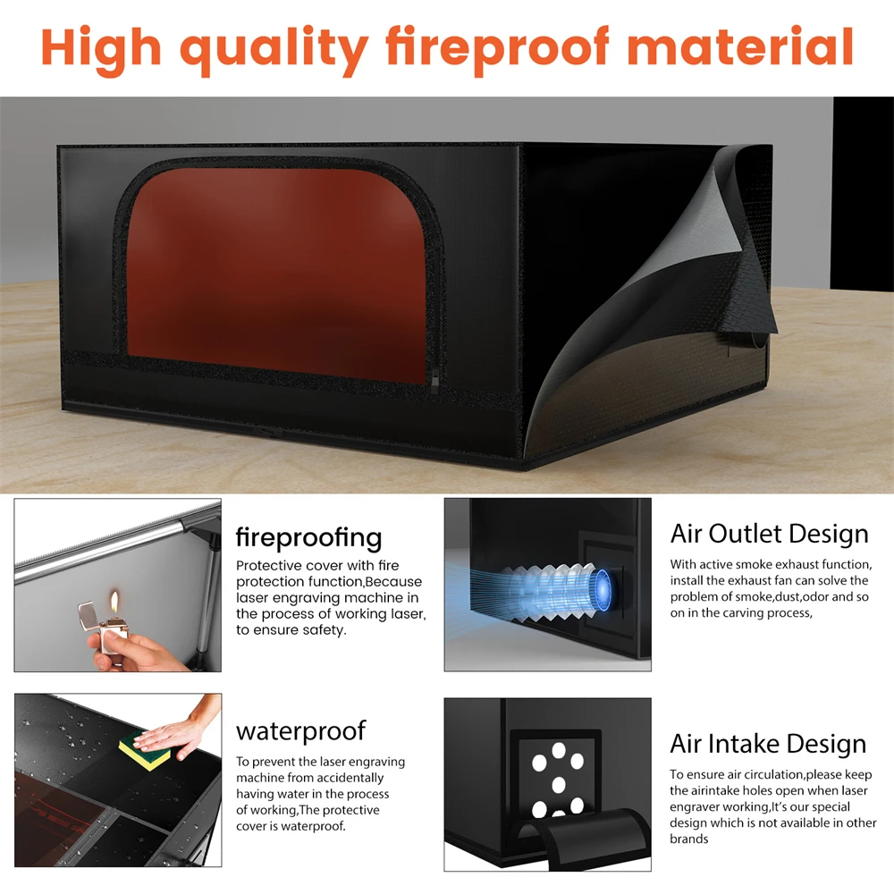 Carcasa de máquina de grabado láser ACMER-R10, ignífuga, a prueba de polvo, protección de escape de humo, ventilación CNC, cubierta protectora de