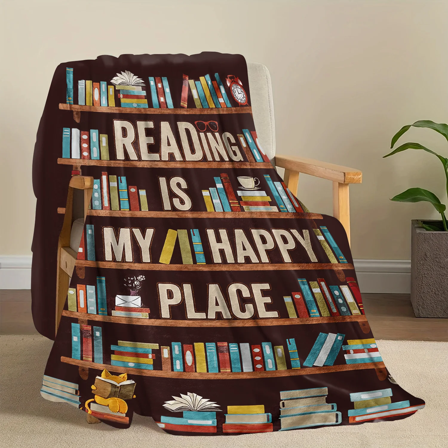 

Cozy Flannel Throw Blanket Soft Flannel Throw Blanket Cozy All-Season Comfort, Perfect Gift for Bookworms Book Lover's Delight