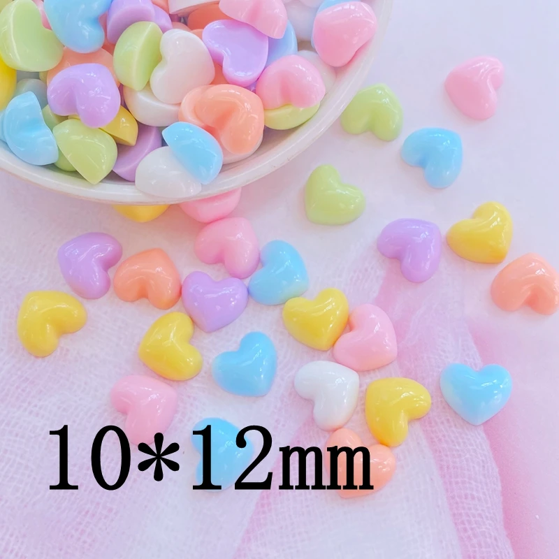 30Pcs New Cute Mini 10*12mm Heart-Shaped Resin Figurine Crafts Flatback Cabochon Ornament Jewelry Making Hairwear Accessories