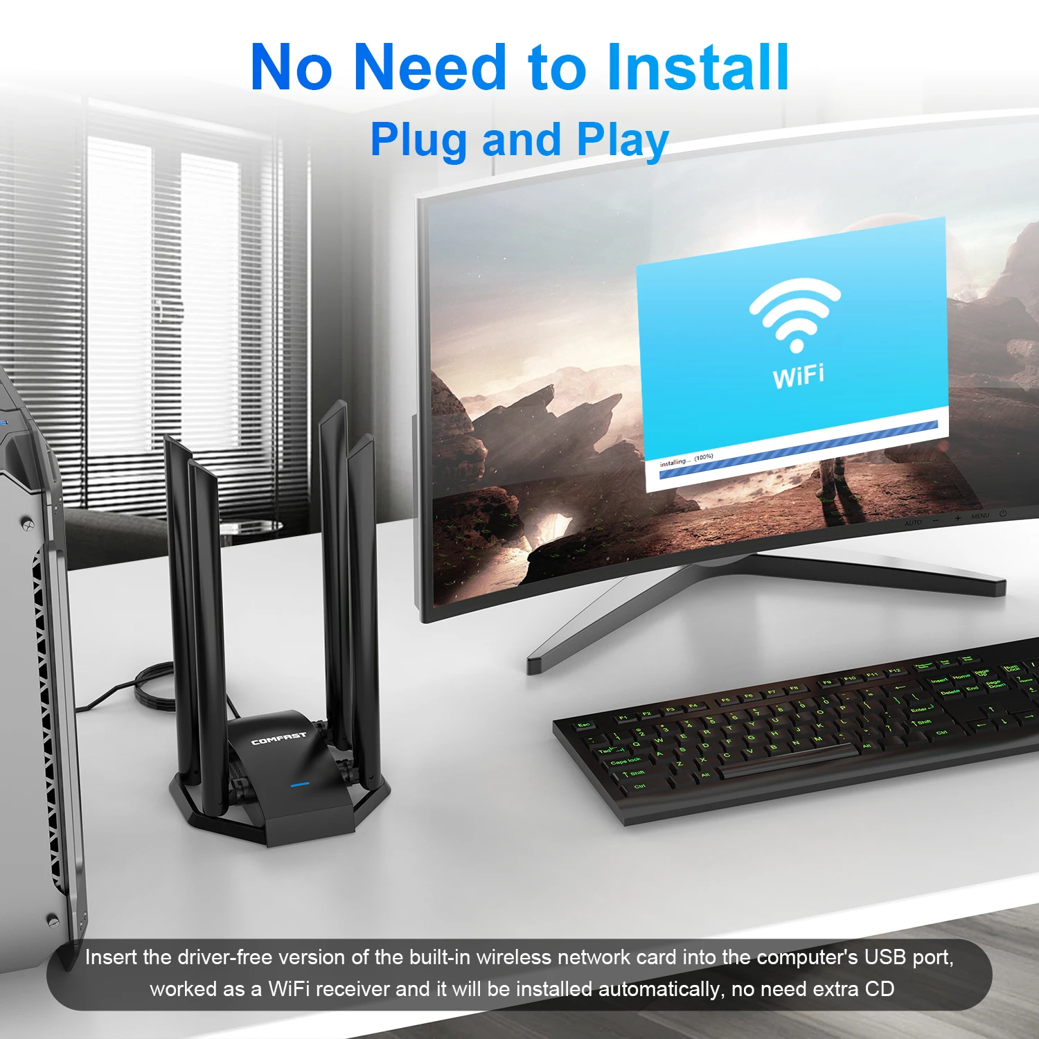 COMFAST USB WiFi Adapter MT7612U 1200Mbps Dual Band 5Ghz 2,4Ghz Wireless Dongle Antenne Adaptador Empfänger für PC Win10 11 Linux – Detail 15