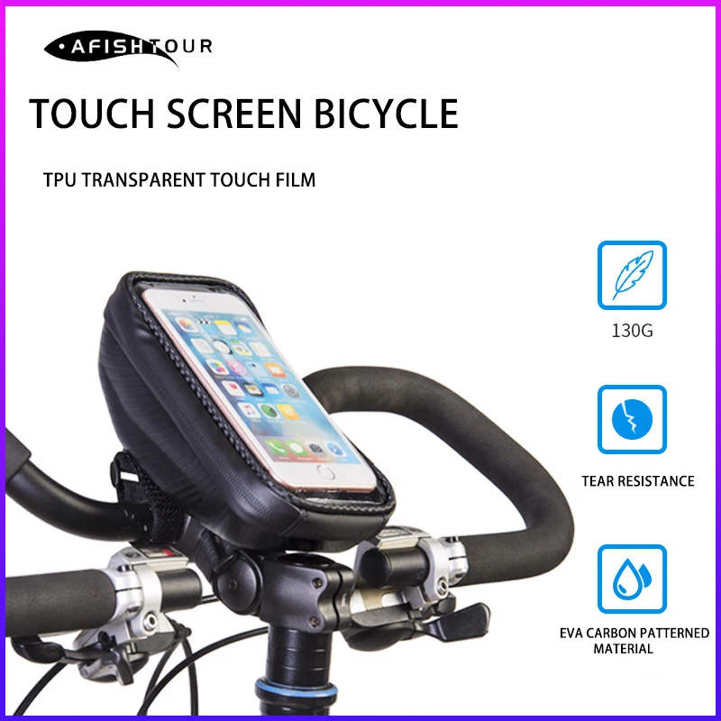 AFISHTOUR Hot Selling Cycling 6 inch Mobile Phone Bag Waterproof Multifunctional Touch Screen Riding Mountain Bike Handlebar Bag