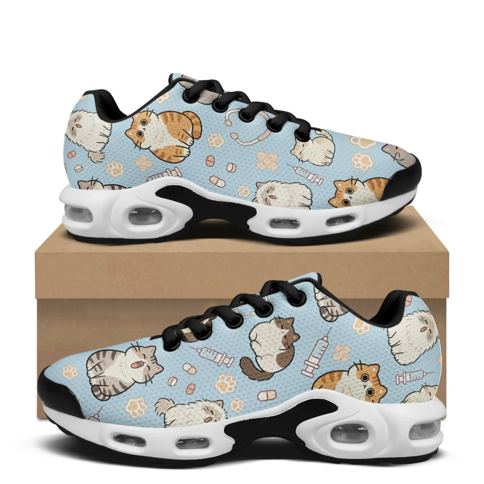 PENSTROLL Cartoon Medical Cat Walking Shoes Mesh Cross Trainers Shoes Antislip Tennis Fashion Sneakers for Gym