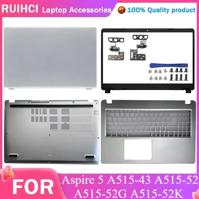 

LCD Rear Lid Back Top Cover Front Bezel Palmrest Upper Bottom Base Case For Acer Aspire 5 A515-52 52G 52K N19C3 A515-43 Silver