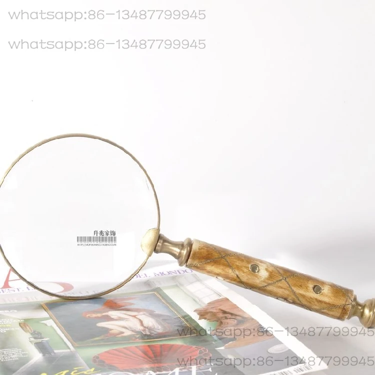 

Imported Brass Beef Bone Handle Handheld Magnifying Glass 10 Times High Definition Retro Model Room Decorative Ornament Gift