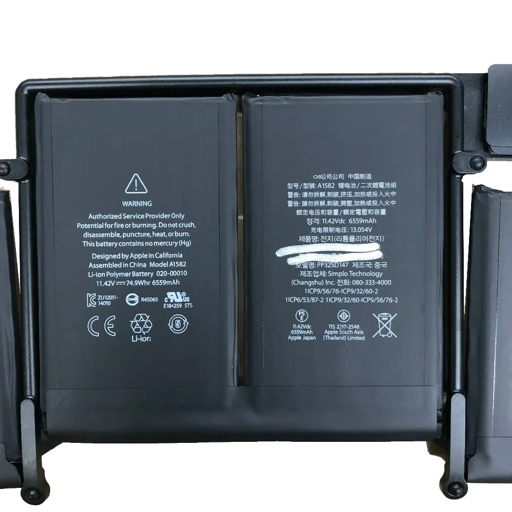 Imagem -04 - Bateria Original do Portátil para Apple Macbook Retina A1582 13 Polegada 2013 2014 2023 11.42v 74.9wh Novo