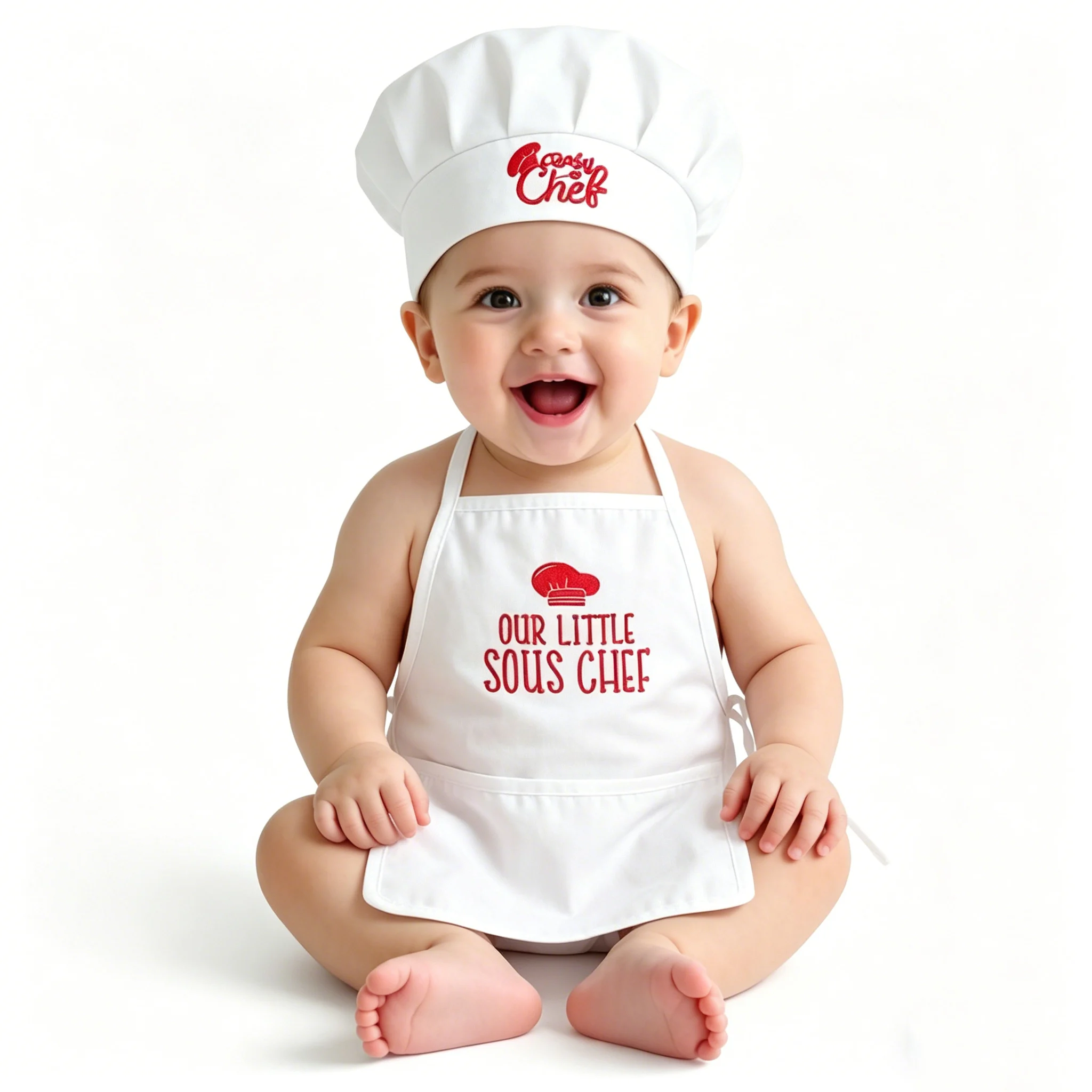 Ylsteed Baby Chef Apron Hat for Kids Costumes Chef Baby Cook Costume Baby Photography Prop 2pcs/set-HD