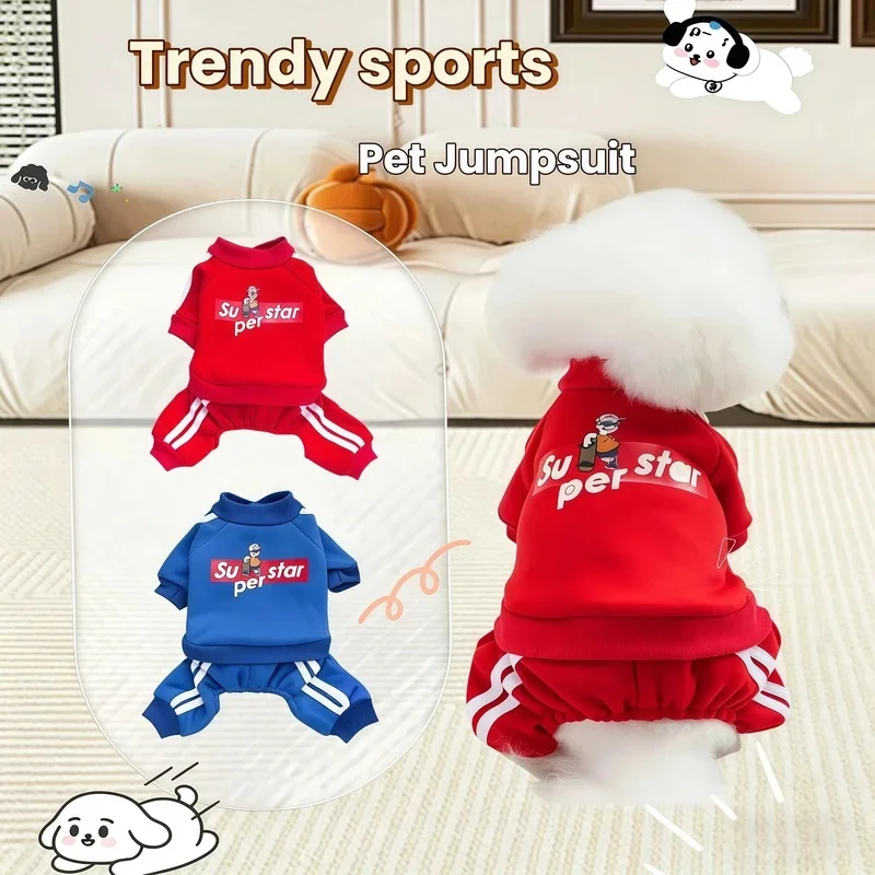 Autumn Winter Dog Warm Fleece Jumpsuit Soft Pet Clothes Puppy Cat Hoodies for Yorkie Chihuahua Coat