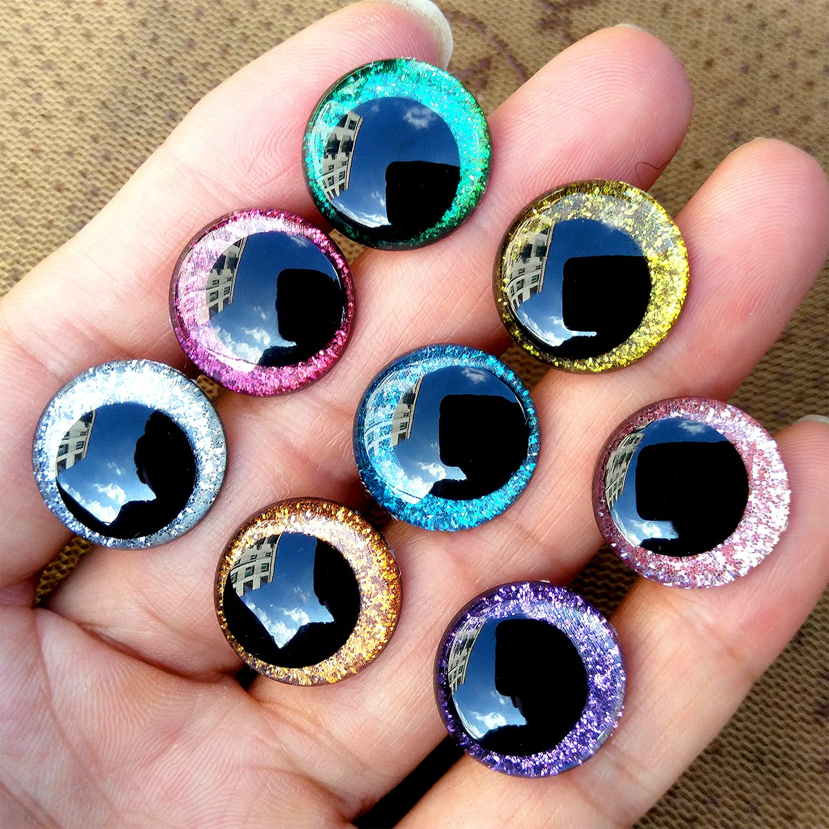 20 stücke 18mm Exzentrische-Schuppen Glitter Flache Sicherheits Augen Für Häkeln Spielzeug Amigurumi Handwerk DIY Lustige Spielzeug Augen tier Puppe Zubehör – Detail 1