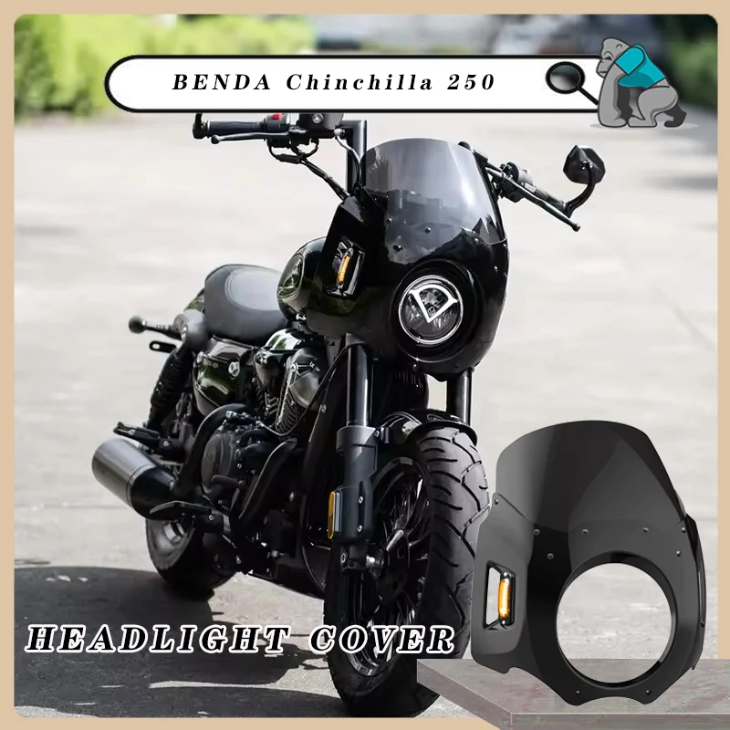 

Передний обтекатель мотоцикла, АБС-пластик, черный, простая установка, лобовое стекло, крышка фары для BENDA Chinchilla 250 BD250