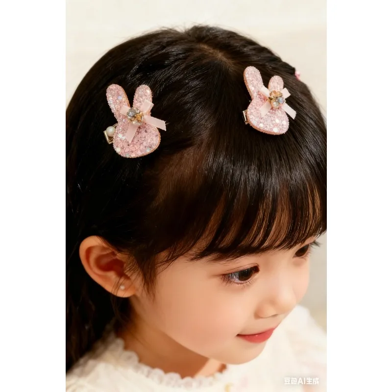 

2 шт., розовые сверкающие заколки для волос со звездами и стразами для девочек, детские блестящие заколки BB, заколки с когтями, заколка для волос с блестками