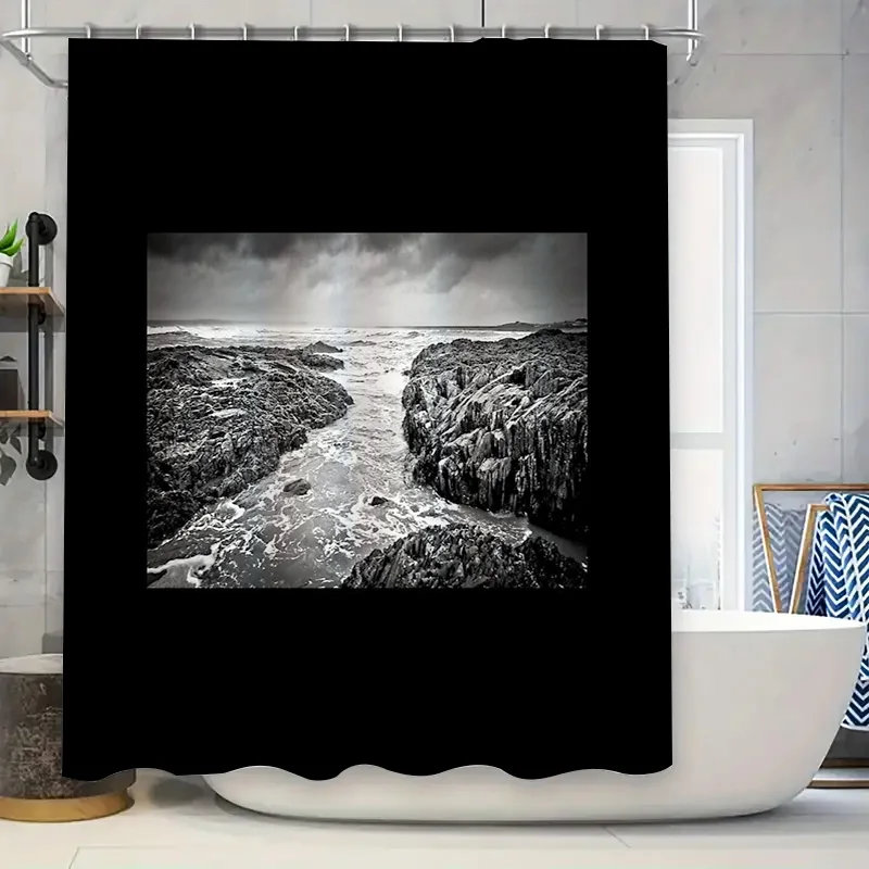 

Ocean Wave Shower Curtain Coastal Blue Sea Beach Bathroom Decor Waterproof Liner Artistic Nature Photography Home Textile