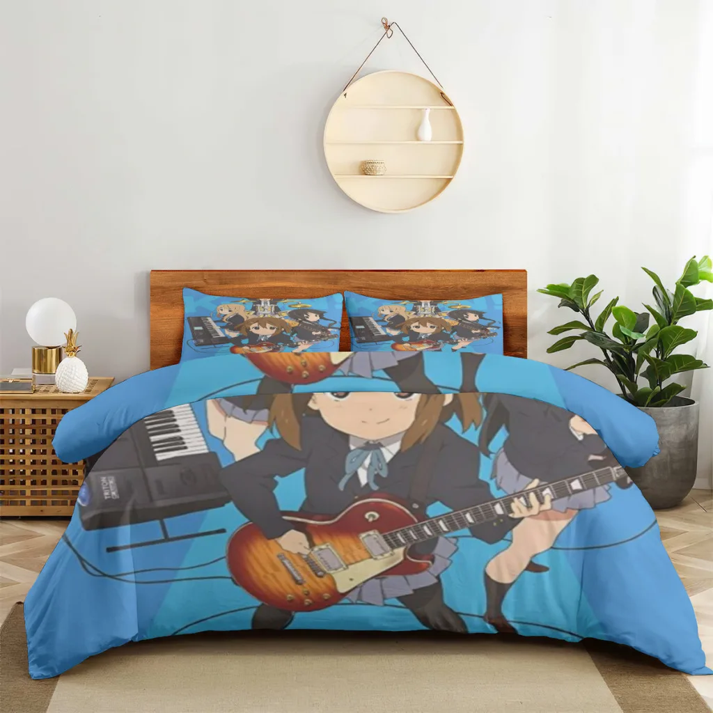 

New Debut Anime Kawaii K-on! Duvet Cover Pillowcase with Bedsheet Soft Bed Linen Sets Skin-friendly Bedding Set for Home