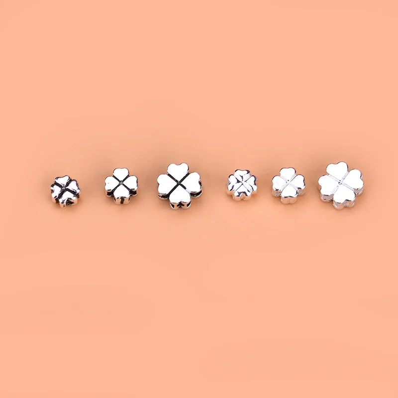 5pcs S925 Sterling Silver Jewelry Accessories Clover Bead Loose Bead Separate Handmade DIY Beaded Material