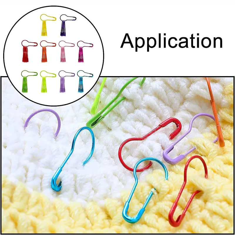 100Pcs Cucurbit Pear Shaped Metal Safety Pin Knitting Stitch Marker Tag Clips Hangtag DIY Sewing Tools Needle view 3