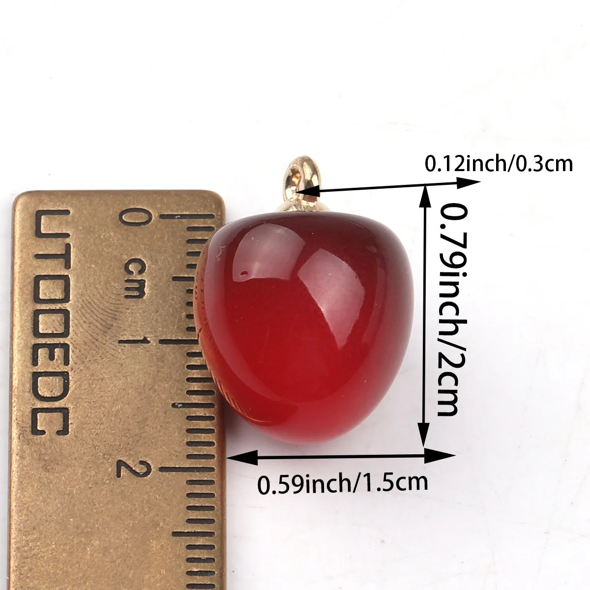 5/20 قطعة خرز قلادة أكريليك على شكل كرز ، قلادات الكرز الأحمر ثلاثية الأبعاد خرز أكريليك ، قلادات فاكهة أكريليك ، خرز فاكهة الفراولة #4