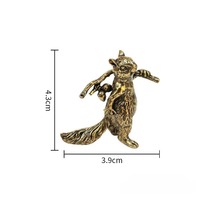 Squirrel Brass Animal Figure Home Office Desk Decoration Bronze Anti-Squirrel Tea Pet Craft Handheld Ornament Gift
