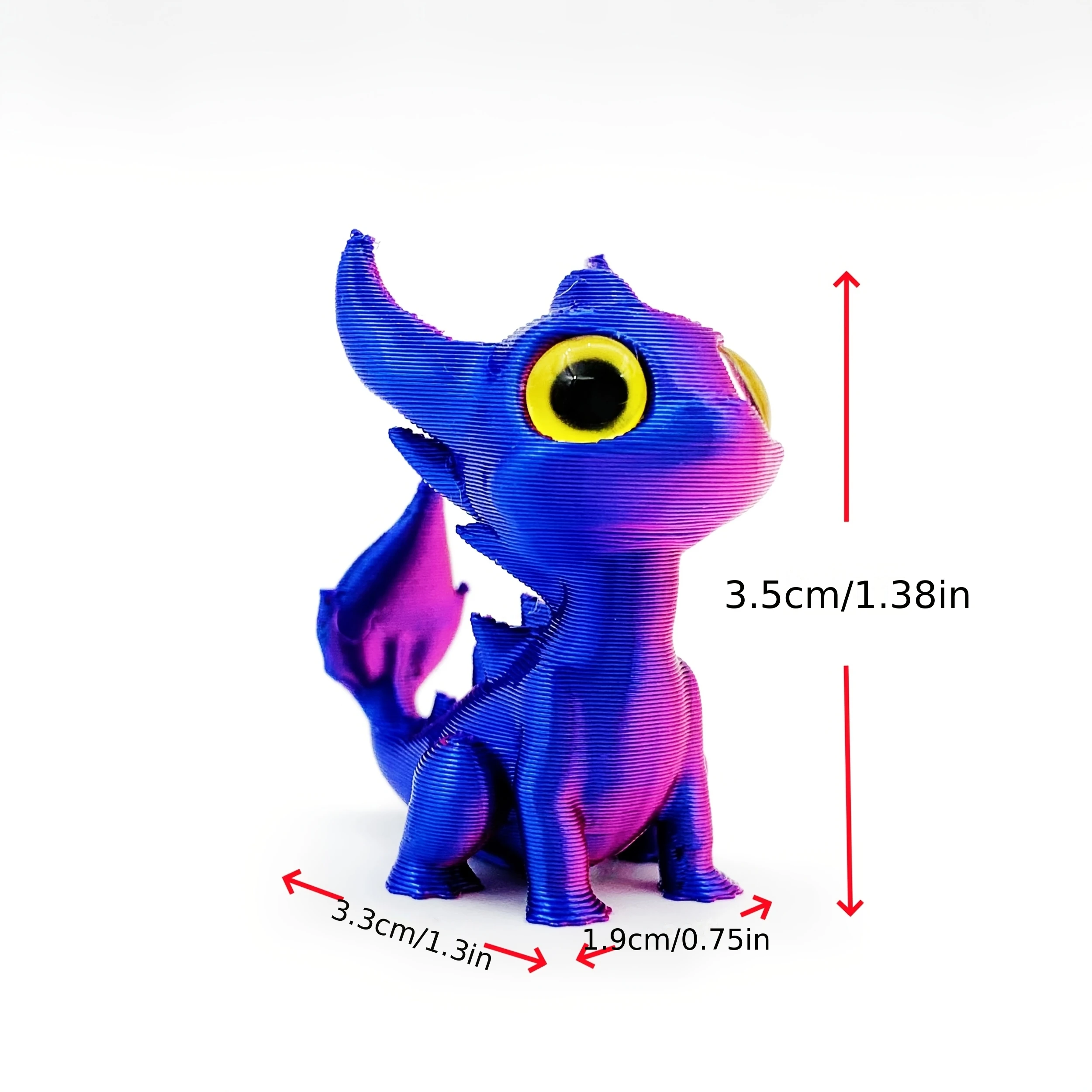3D Printed Funny Dinosaur Model Creative Cute Mini Large Horned Baby Dragon Statue Ornament Suitable for Birthday Gifts