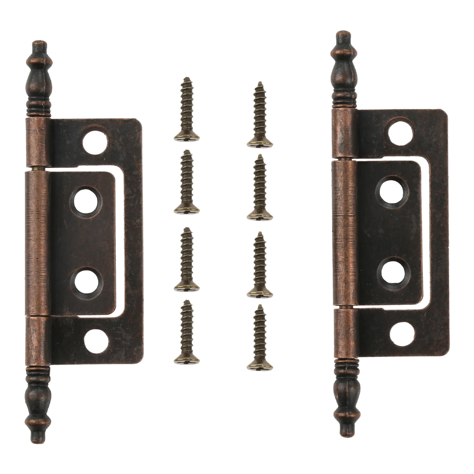 2Pcs Antique Bronze Crown Head Hinges Furniture Fittings w/ Screws 6 Holes Jewelry Gift Box Decorative Hinge for Cabinet 83*24mm
