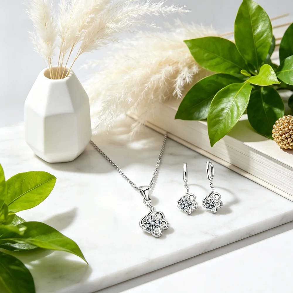 925 Sterling Silver Personality Flower Shape Crystal Jewelry Sets For Women Wedding Best Choice Fashion Rhinestone Pattern Gift