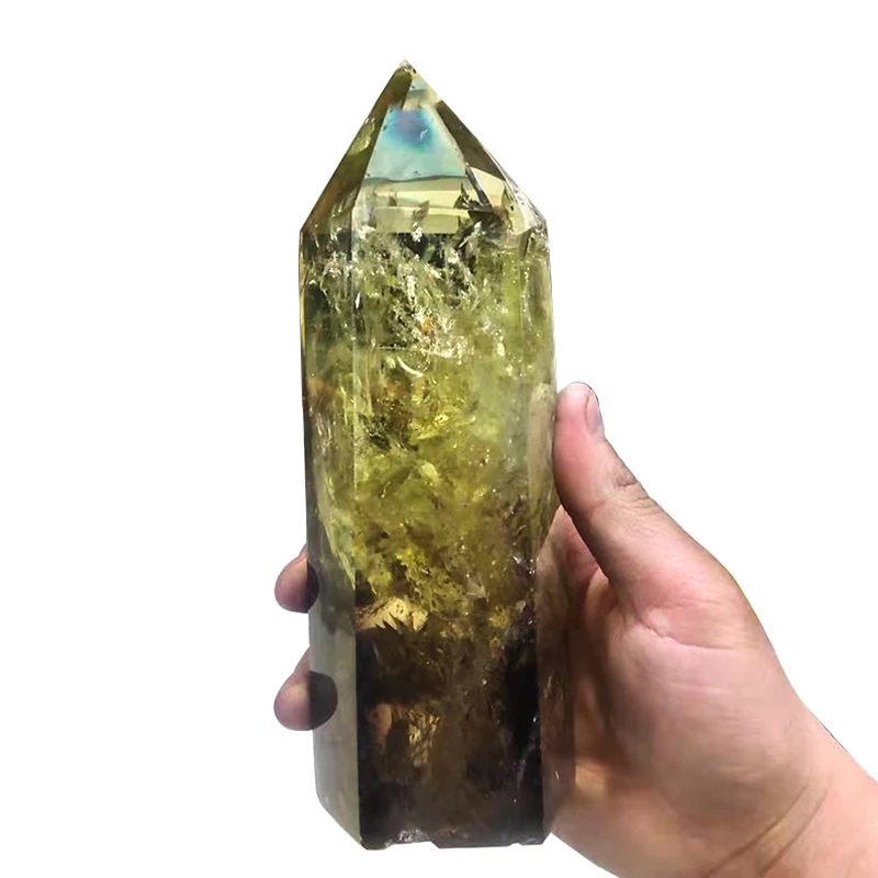 

High Quality Natural Crystal Tower Wholesale Crystal Polishing Smoky Citrine Tower Wand For Feng Shui Decoration