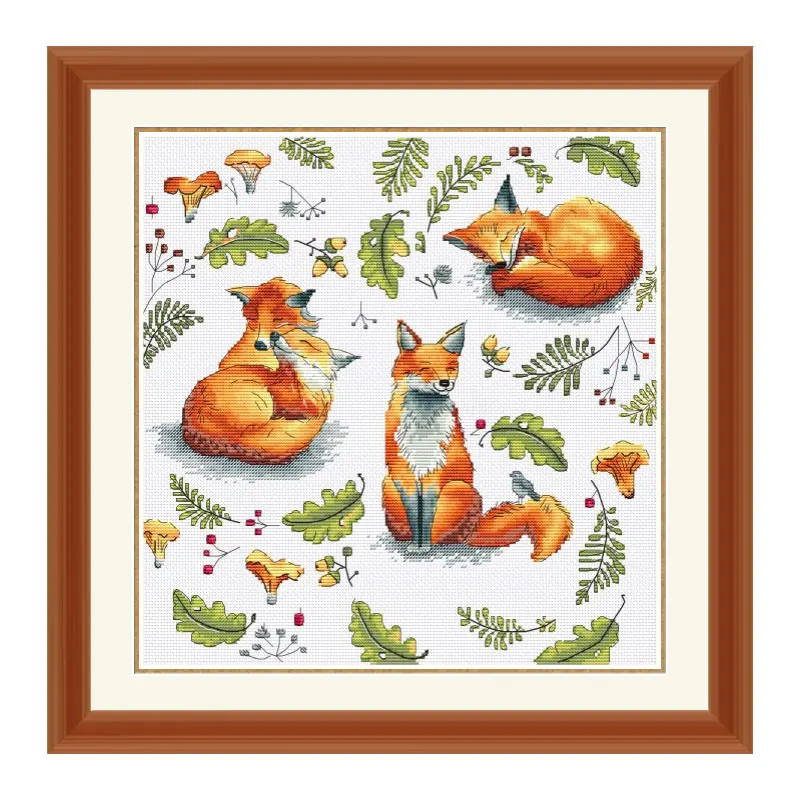 Precision Printed Animal Embroidery D1016 Wild Fox Fishxx Cross Stitch Kit