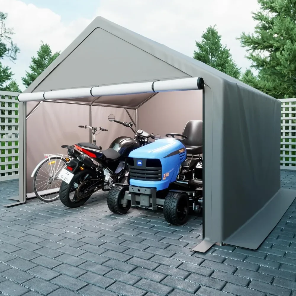 Portable Outdoor Storage Shelter Shed, Heavy Duty Storage Garage Shed with Roll-up Doors Shelter for Garden Tool