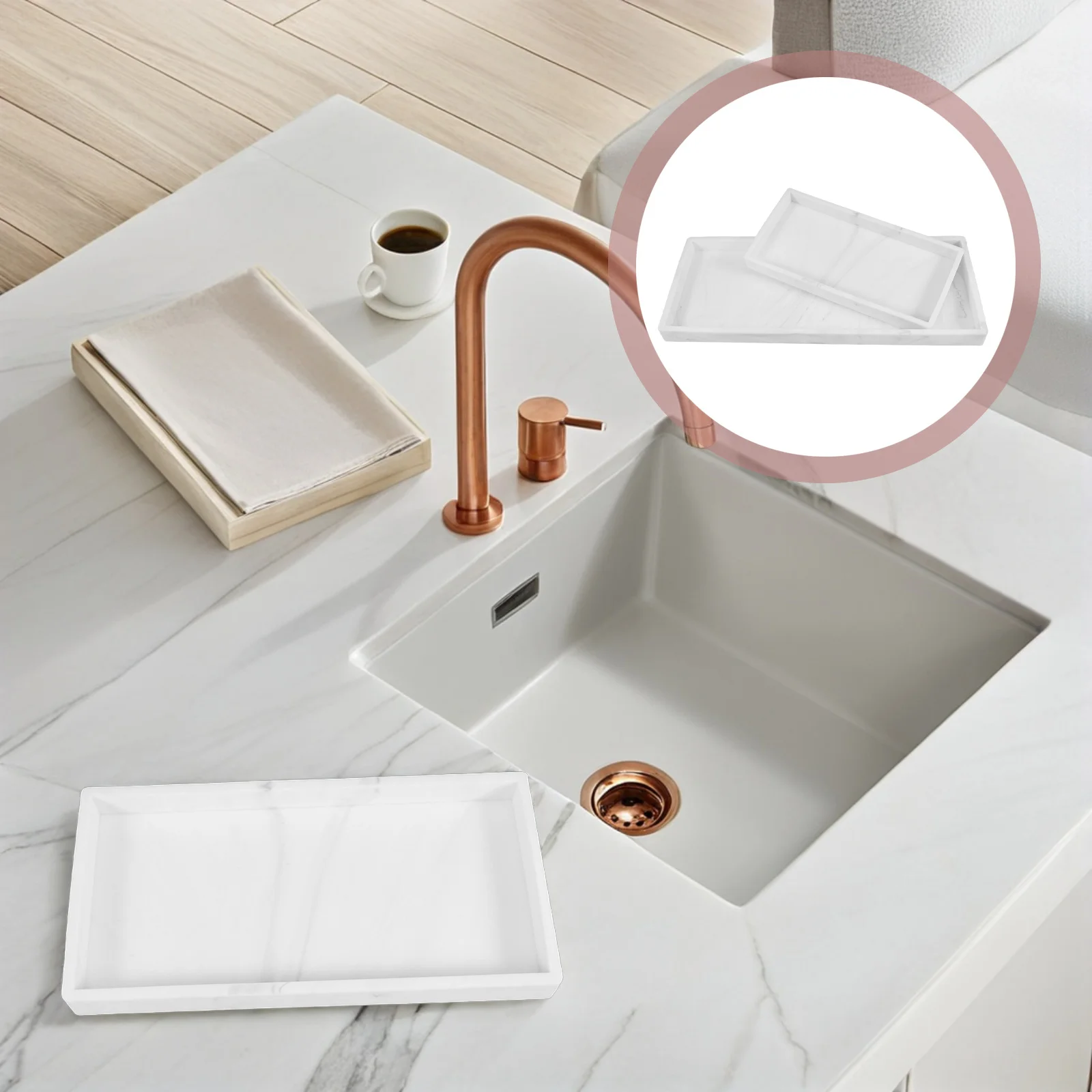 

2Pcs Small Silicone Tray for Kitchen and Bathroom Countertop Storage Organizer Non-Slip Dish Sponge Holder Vanity Soap Tray