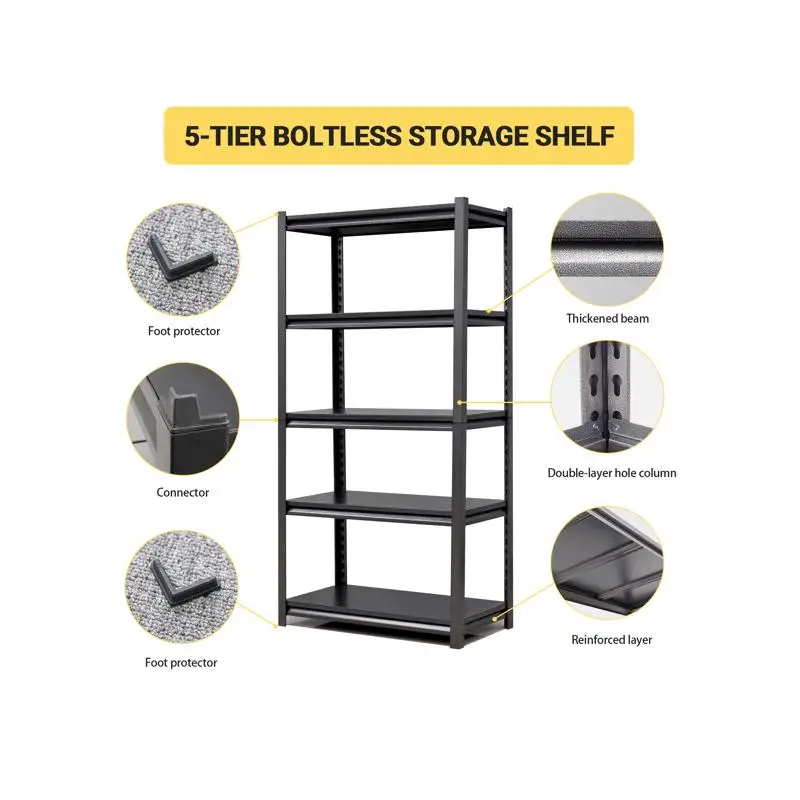 وحدة رفوف معدنية من 5 طبقات لتخزين المرآب، سعة 2000 رطل، رف أدوات عالي التحمل قابل للتعديل، 35.4 بوصة عرض × 15.7 بوصة عمق،