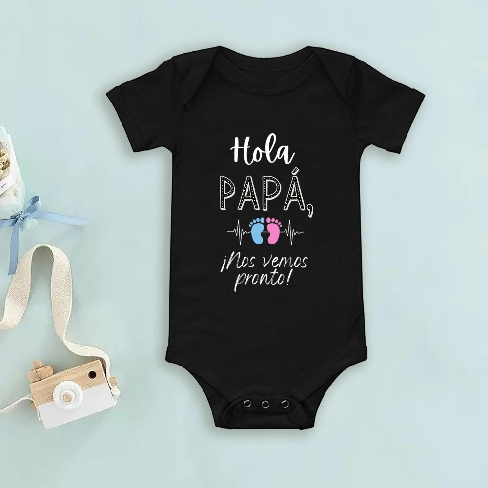 Hello Dad We\'ll See You Soon Baby Announcement Newborn Bodysuit Pregnancy Reveal Clothes Baby Coming Soon Gifts